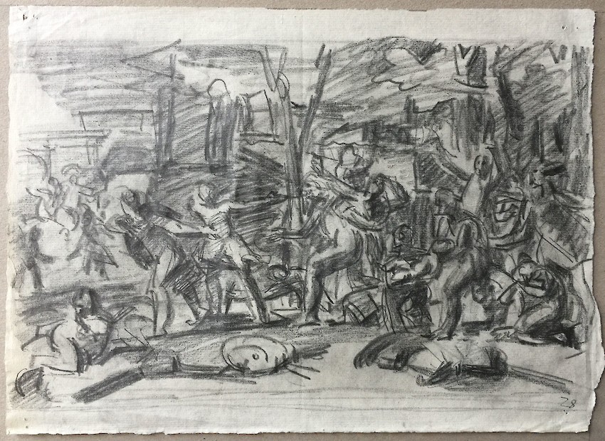 Poussin: Saving of the infant Pyrrhus