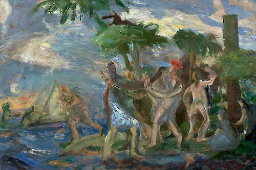 Orestes as Wanderer (2018, oil on canvas, 48" x 72")