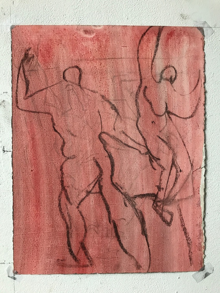 P Heineman Drawing Workshop: Two Figures (cadium red wash)